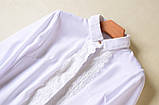 Біла блузка сорочка з довгим рукавом і мереживом 44 розмір, фото 2