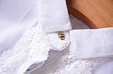 Біла блузка сорочка з довгим рукавом і мереживом 44 розмір, фото 8
