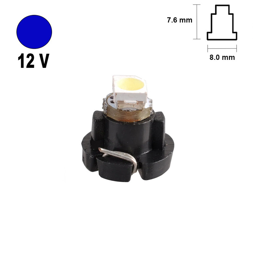 Автолампа Terra T3 B8.0-12, розмір 8 мм*7 мм, 3528х1smd, синя, 12 В, фото 1