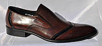 Туфлі чоловічі з натуральної шкіри, коричневі. Тільки 44 розмір - стопа 29 сантиметрів. Tezoro MO11094.