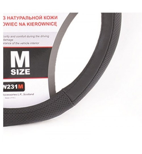 Чохол на кермо КІЖА M (37-38 см) чорний Carlife SW231 масаж