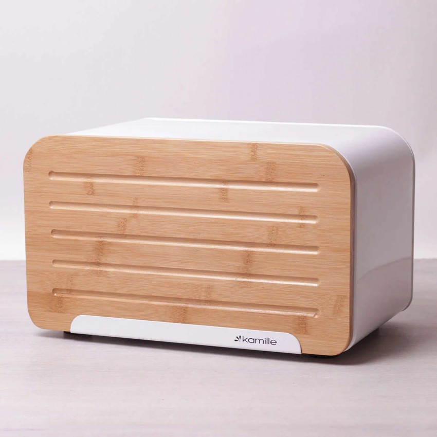 Хлібниця Kamille 35 х 20 см Bamboo з неіржавкої сталі Біла KM-1107