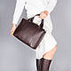 Шкіряна коричнева жіноча сумка з двома ручками, на блискавці, колір будь-який на вибір, фото 2