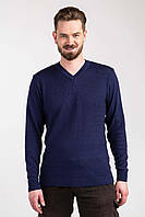 Классический мужской пуловер синего цвета с ромбовидным рисунком