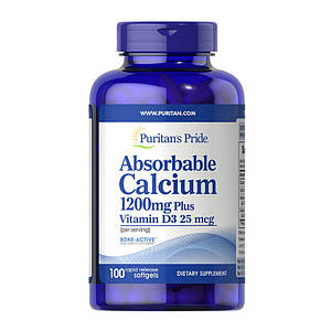 Кальцій + вітамін D3 Puritan's Pride Absorbable Calcium 1200 mg Plus Vitamin D3 25 mcg 100 капс.