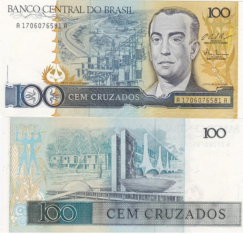 Brazil Бразилія - 100 Cruzados 1986 1987 Pick 211c UNC