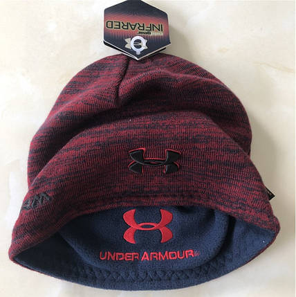 Стильна шапка Under Armour бордова на флісі, фото 1