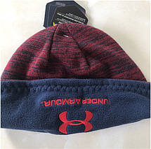Стильна шапка Under Armour бордова на флісі, фото 5