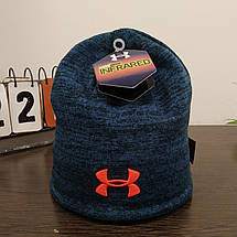 Стильна шапка Under Armour Темно Синя на флісі, фото 3