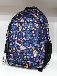 Рюкзак шкільний ортопедичний Dolly 534 синій для дівчаток малюнок "Листя" 30х39х21см