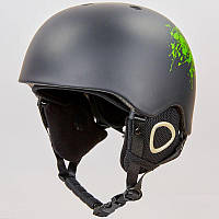 Шлем горнолыжный с механизмом регулировки Moon 6289 размер S (53-55 см) черный-салатовый