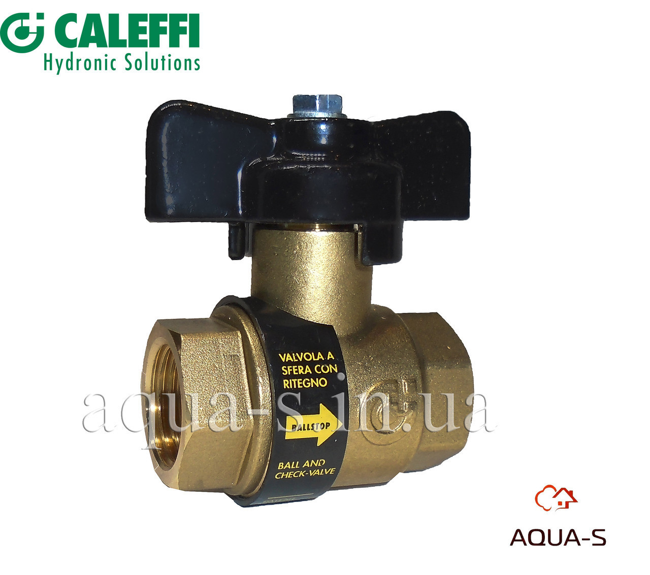 Кран кульовий Caleffi BALLSTOP DN 1" зі зворотним клапаном (Італія) 323060
