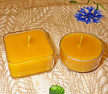 Квадратна прозора воскова чайна свічка для аромаламп та лампадок; натуральний бджолиний віск, фото 7