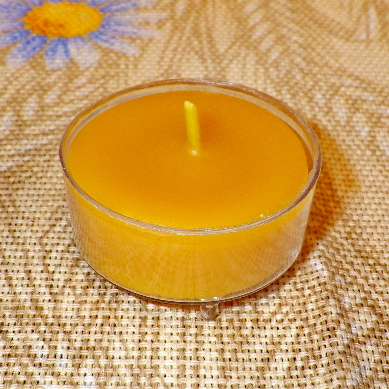 Кругла прозора воскова чайна свічка 15г для аромаламп та лампадок; натуральний бджолиний віск