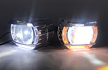 AOZOOM Світлодіодні прожектори дальнього світла + ДХО + Поворот / LED High Beam projector lens + DRL + Turning, фото 3