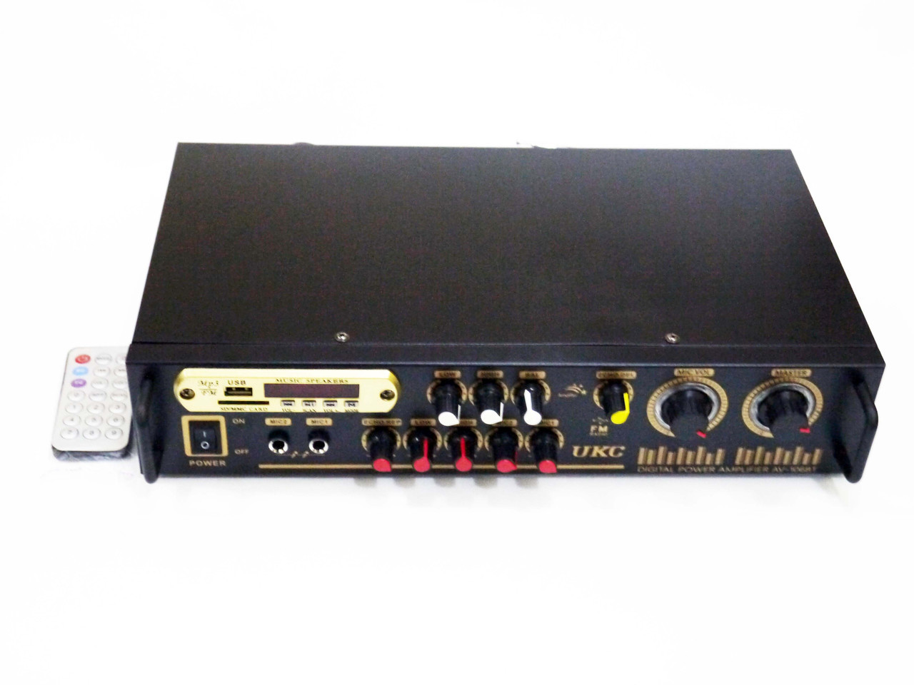 Підсилювач звуку UKC AV-106BT Bluetooth USB караоке 2 мікрофона (4_00083)