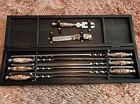 Подарочный набор шампуров с вилкой для мяса и ножом "Мушкетёр" в футяре