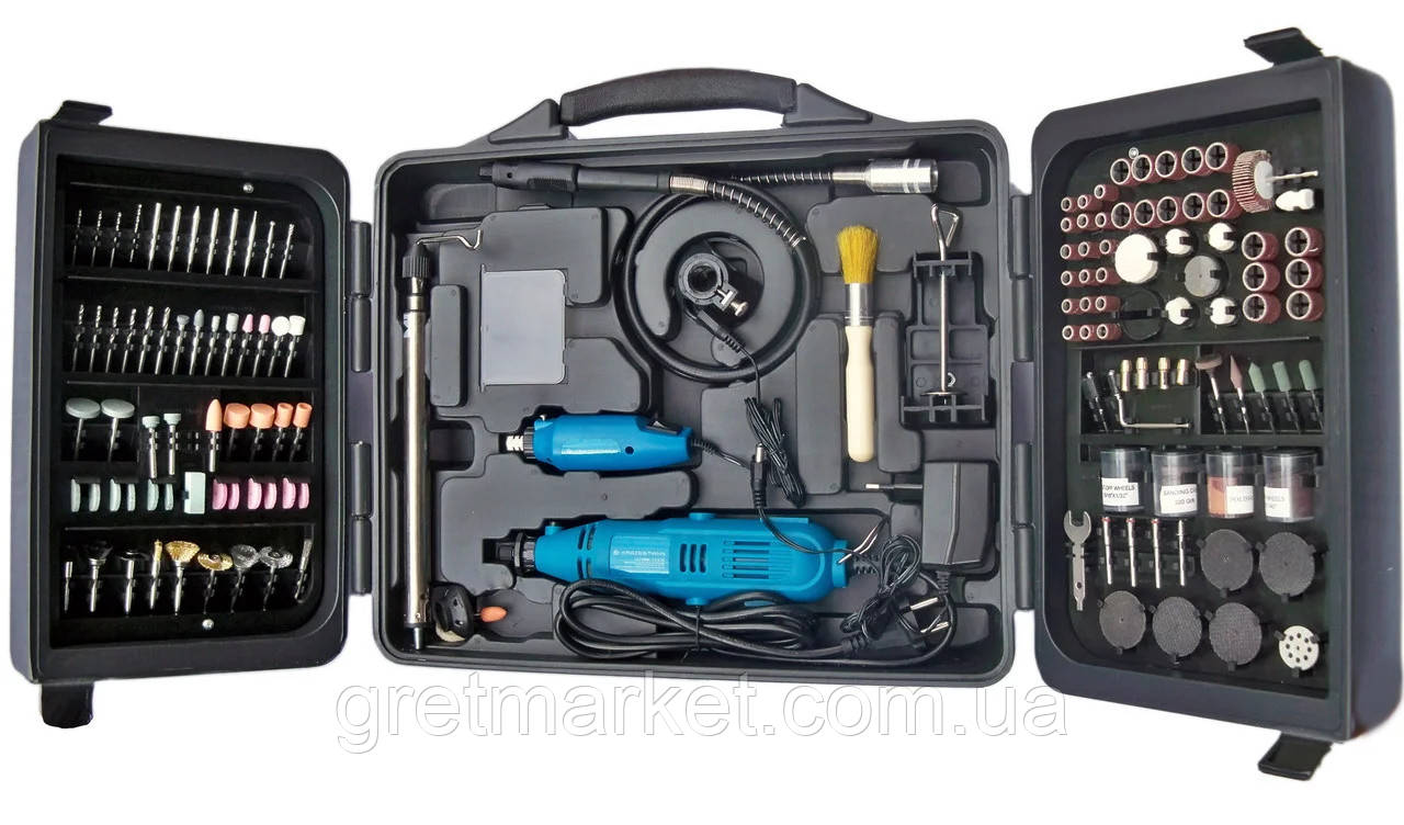 Гравировальная машина KRAISSMANN 150 SGW 12V236 (пластиковий кейс, 2 гравера, гнучкий вал, 236 насадок), фото 1