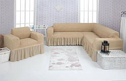 Чохол на диван кутовий, крісло Venera 03-212 Беж