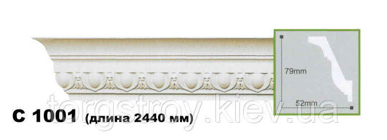 Карниз стельовий C1001, довжина 2,00м, Gaudi Decor, фото 1