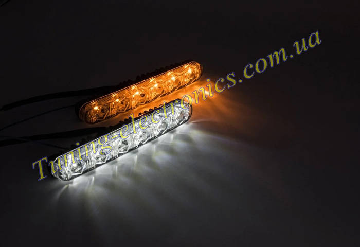 Светодиодные дхо DRL 6 Led дневные ходовые огни бело/желтые с функцией ...