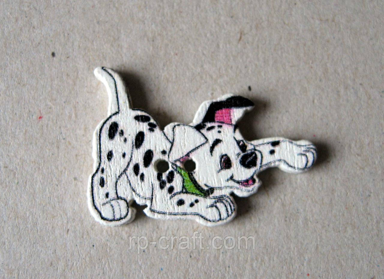 Гудзик дерев'яний,  декоративний. Долматинець, 20х29 мм, фото 1