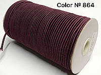 Круглая (шляпная) резинка толщина 3 мм 100 м цвет бордовый №864