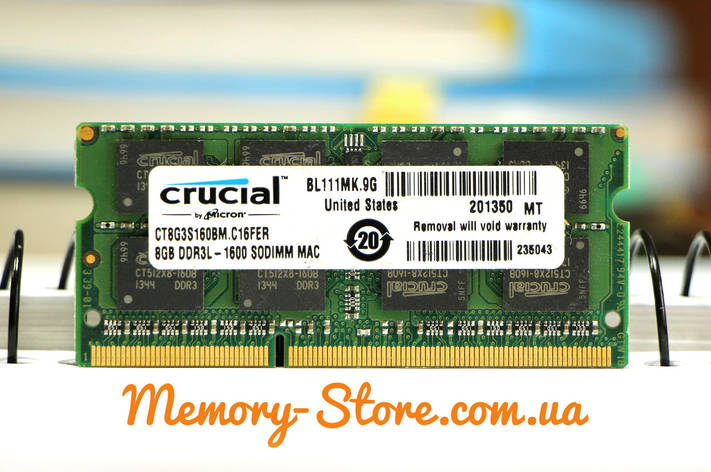 Оперативна пам'ять для ноутбука Crucial DDR3 8GB PC3L-12800S 1.35 V SODIMM (б/у), фото 1