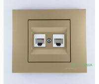 Розетка комп'ютерна RJ 45 cat. 6e + телефонна RJ 11 cat. 3e Ovivo Grano Титановий