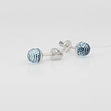 Сережки - пусети срібні "Swarovski Кулька" Аква родовані, фото 2