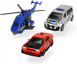 Игровой набор "Полицейская погоня" (2 машинки, вертолет, звук и свет) Dickie Toys, 3+ (3715011)