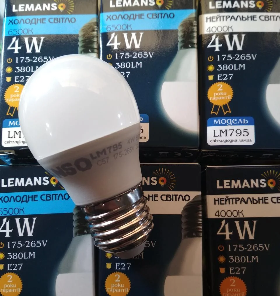 Світлодіодна лампа 4W Е27 кулька 4000K Lemanso LM795, фото 1
