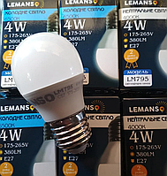 Світлодіодна лампа 4W Е27 кулька 4000K Lemanso LM795