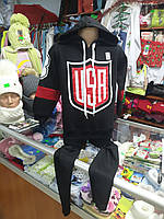 Немаркий Теплый костюм для девочки худи лосины флис черные 92 - 116 92