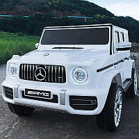 Дитячий електромобіль Джип Mercedes-Benz G63, музика, світло, колеса EVA, сидіння шкіра, M 4214 EBLR-1 білий