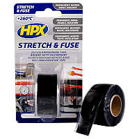 HPX Stretch&Fuse - 25мм х 3м, черная силиконовая вулканизирующая лента для ремонта труб и электроизоляции