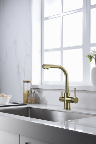 Змішувач Blue Water Alabama (антична латунь) з каналом питної води в корпусі змішувача для кухні