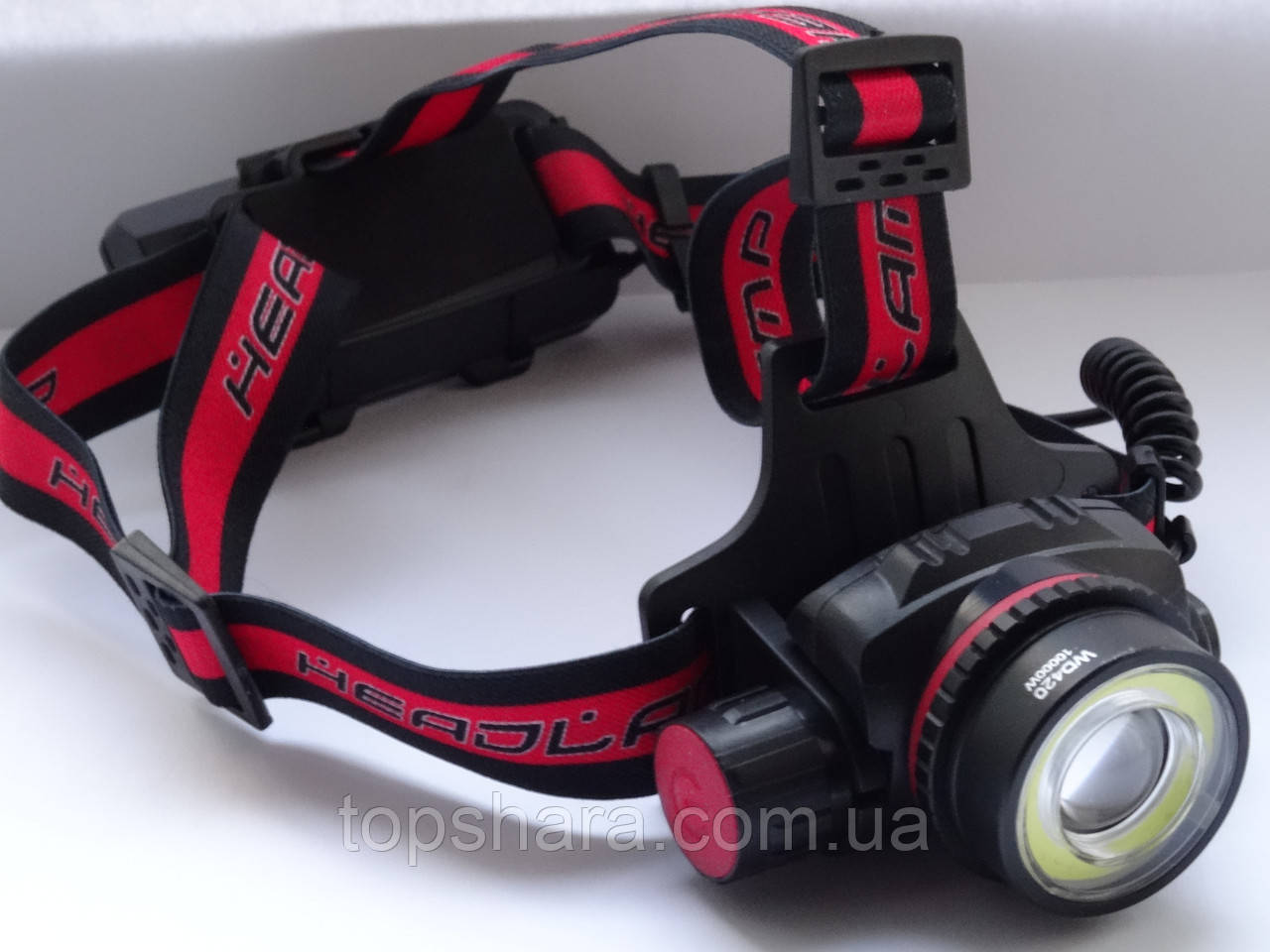 Ліхтар налобний WD420 T6+COB zoom 2x18650 ЗП microUSB