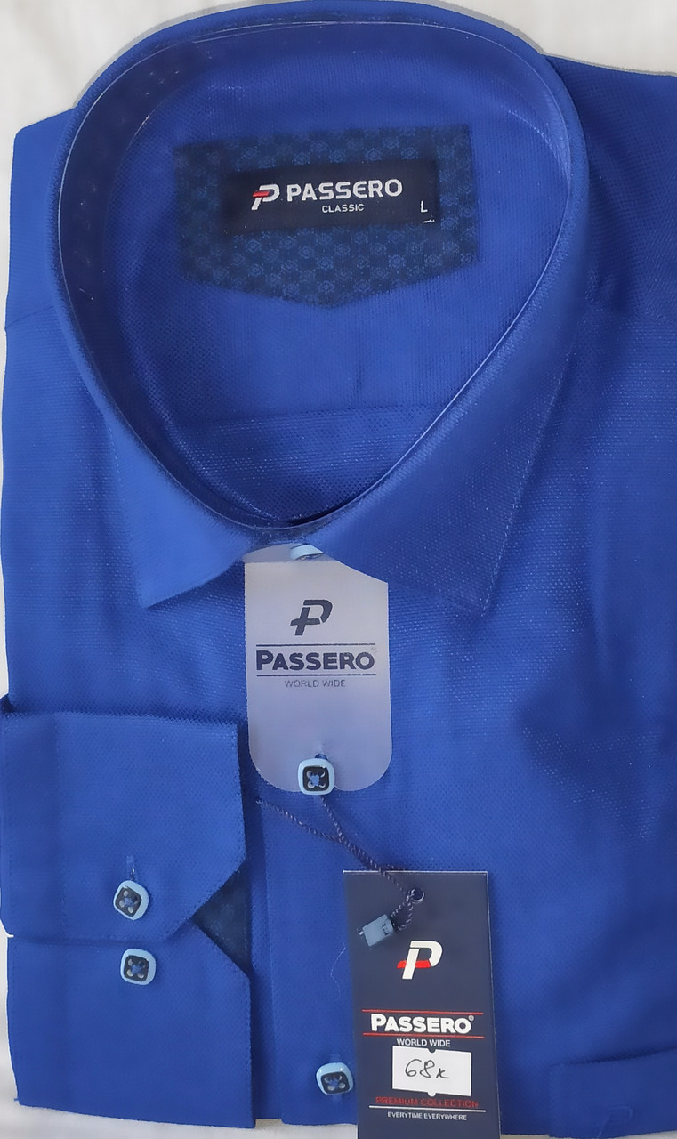 Сорочка чоловіча Passero vd-0068 волошки однотонна комбінована класична Туреччина текстиль оксфорд М