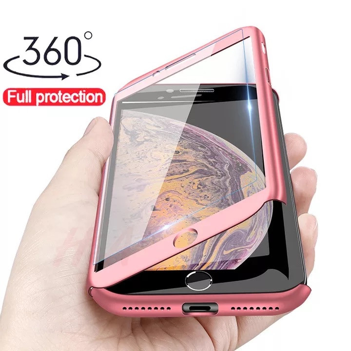 Чохол 360° для Iphone 6/6S + скло Full Protection pink