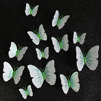 Набір метеликів 3D (на магніті), ЗЕЛЕНІ блискучі