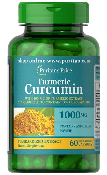 Puritan's Pride Turmeric Curcumin 1000 MG with Bioperine 60 caps, фото 1
