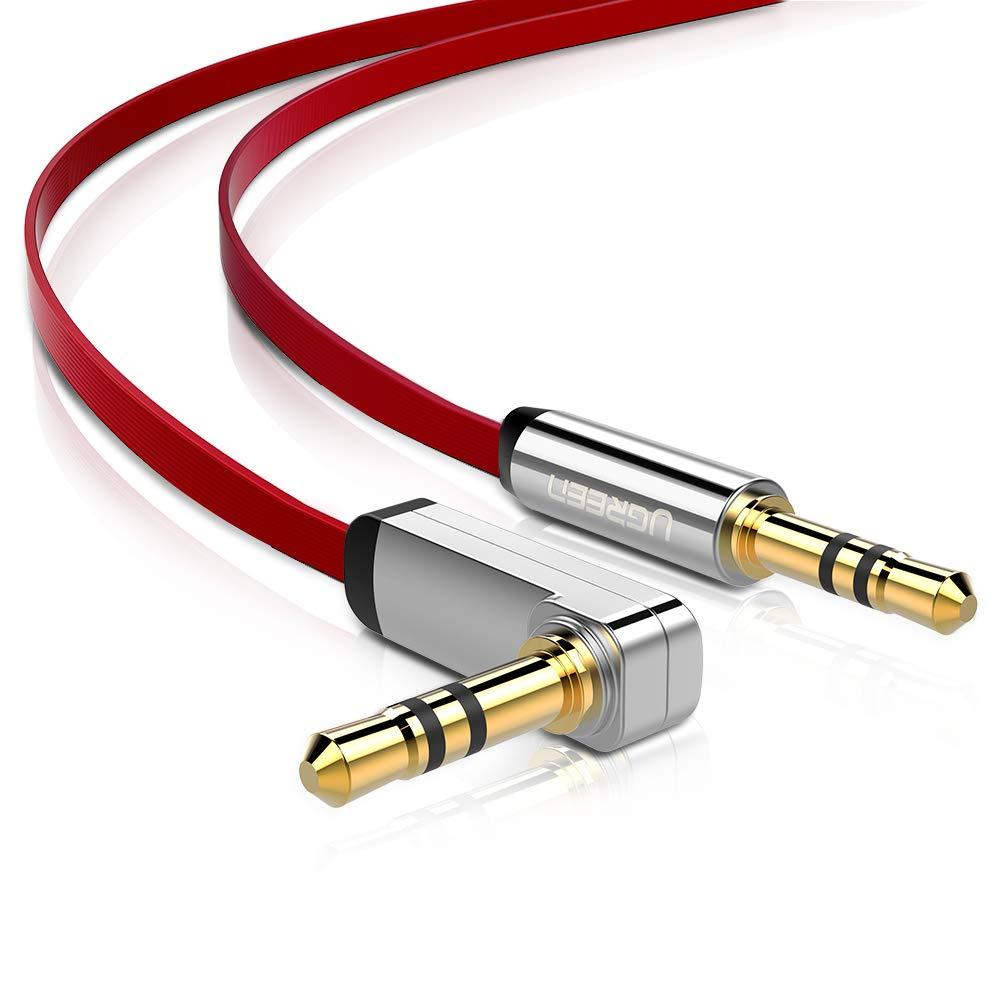 Кабель аудіо Ugreen 3.5 mm AUX плоский 0.5 M Red (AV119)