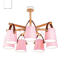 Большая люстра c розовыми абажурами в стиле модерн в спальню, гостиную, детскую 60407-1 серии "Риони"