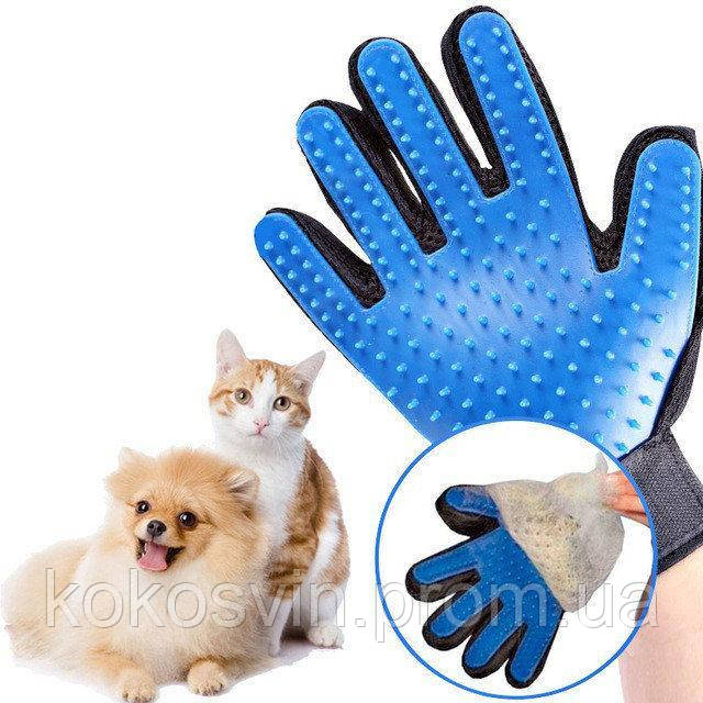 Щетка перчатка для вычесывания шерсти домашних животных True Touch, Перчатка для мойки животных - фото 1 - id-p1079373155