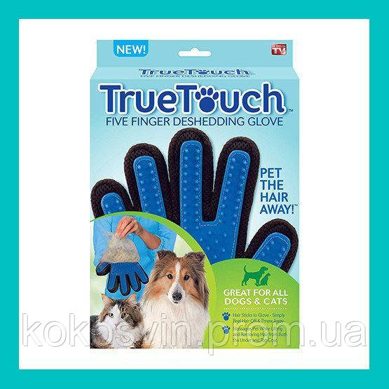 Щетка перчатка для вычесывания шерсти домашних животных True Touch, Перчатка для мойки животных - фото 4 - id-p1079373155
