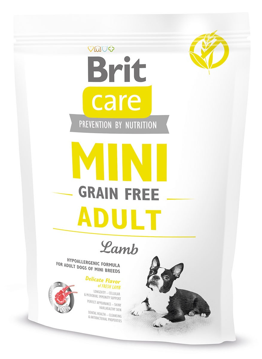 Сухой беззерновой корм для взрослых собак мини пород Brit Care Mini Adult Lamb с ягненком 400 г