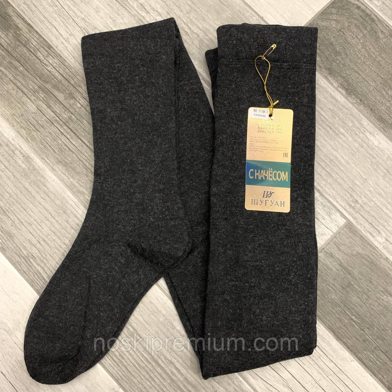 Колготки жіночі бавовна з начосом Шугуан, розмір 6XL, 4 розмір (52-54), темно-сірі, 1116-1, фото 1