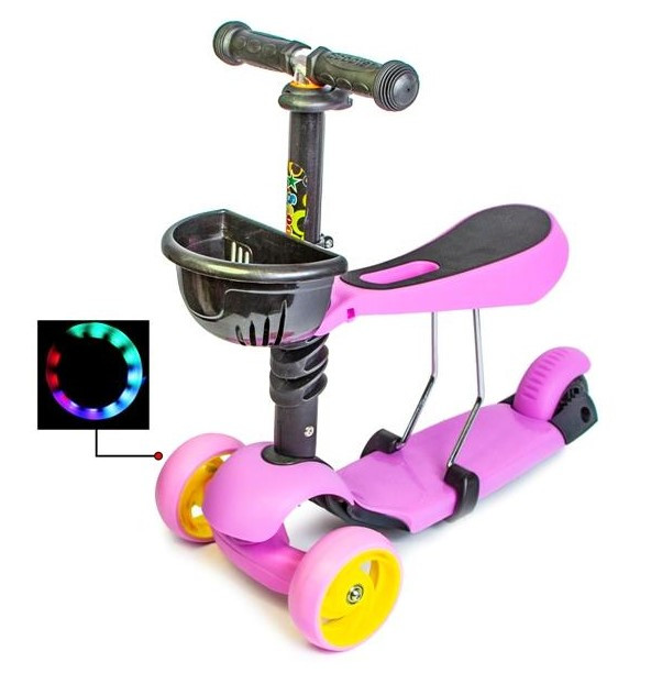 Самокат беговел scooter Smart 3в1 рожевий.