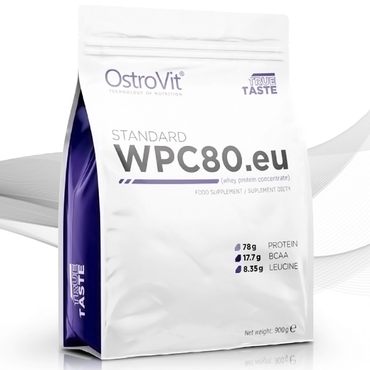 Протеин сывороточный Ostrovit WPC 80 Standart 900 г. Сывороточный протеин, Клубника, Пакет - фото 1 - id-p604021390